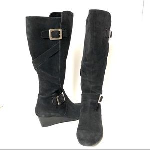 Nine West Wnkind Wedge Suede Boots Size 7.5 EUC